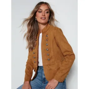 Blazer à col mao et boutons militaires camel | 3 Suisses