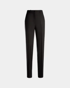 Pantalon Coupe Droite En Laine Noire