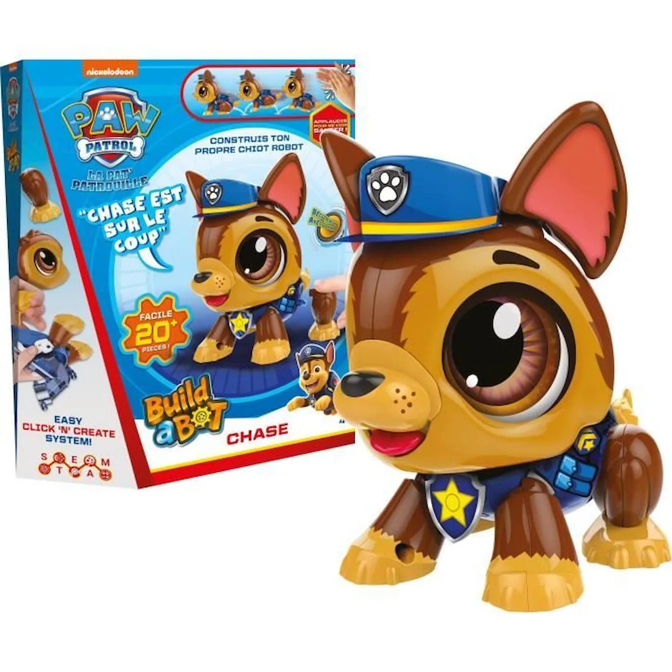 Robot Pat Patrouille Chase - GOLIATH - Assemble et personnalise ton compagnon robot marron - Goliath